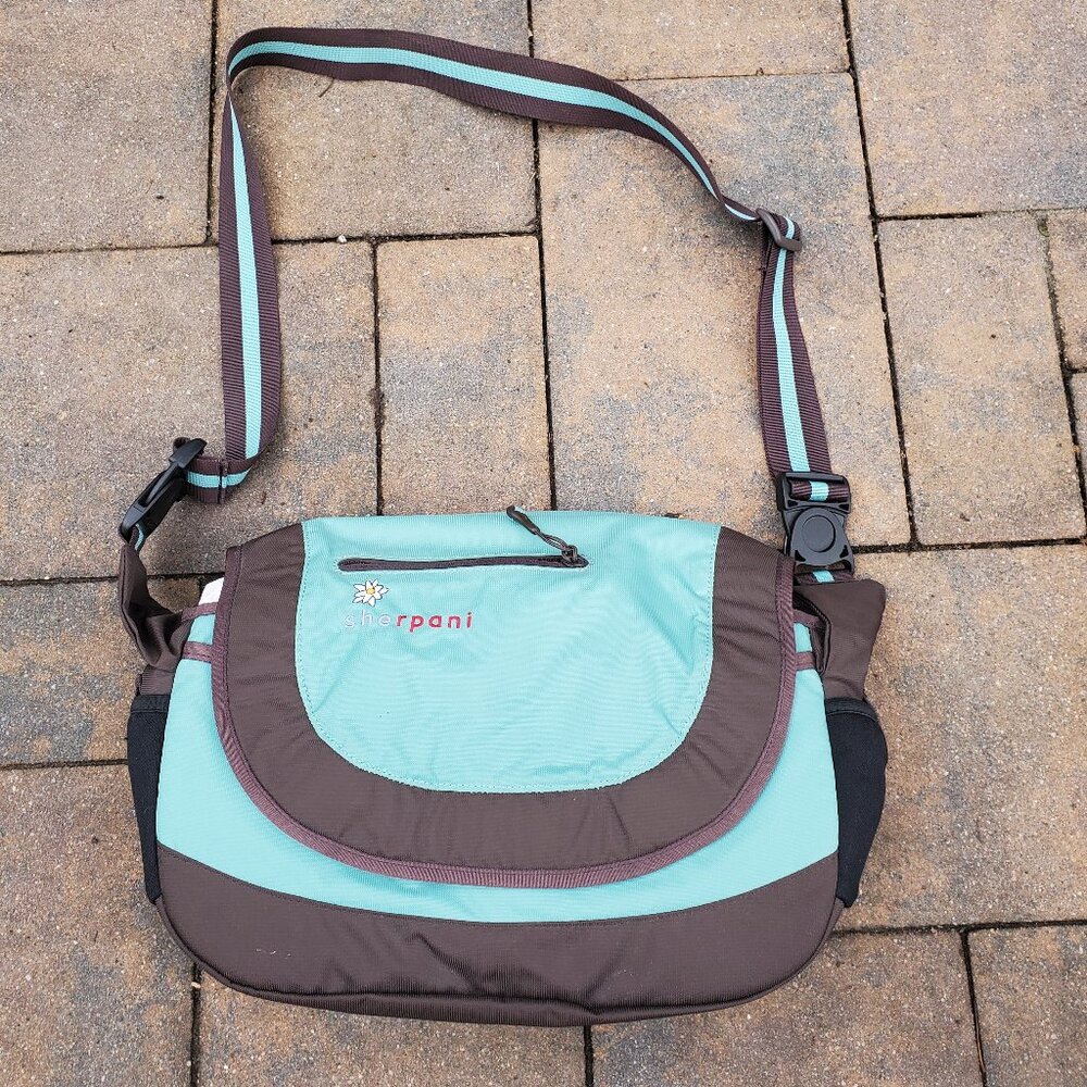 Sherpani Messenger Bag, Brown and Turquoise, Unused